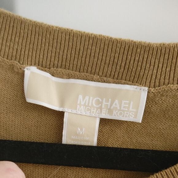 Michael Kors Top Sleeveless Keyhole Cutout Medium Dark Camel NWT - Picture 2 of 6